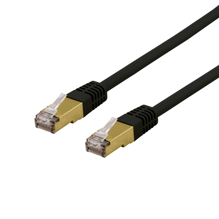 Deltaco S/FTP Cat6a patch cable, 0.3m, 500MHz, Delta-cert, black i gruppen DATORER & KRINGUTRUSTNING / Datorkablar / Nätverkskablar / Cat6 hos TP E-commerce Nordic AB (C18000)