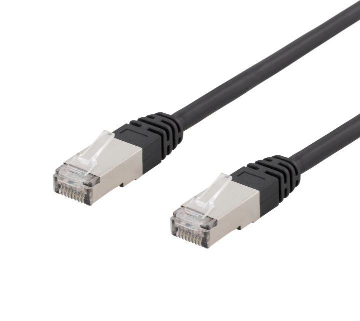 Deltaco S/FTP Cat6 patch cable, 1.5m, 250MHz, UV resistant, black i gruppen DATORER & KRINGUTRUSTNING / Datorkablar / Nätverkskablar / Cat6 hos TP E-commerce Nordic AB (C18029)