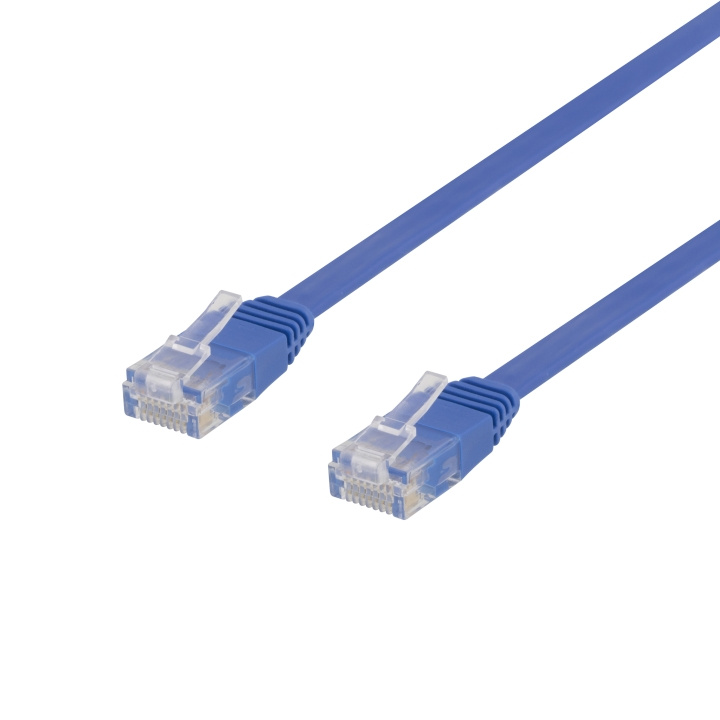 Deltaco U/UTP Cat6 patch cable, flat, 0.3m, 250MHz, blue i gruppen DATORER & KRINGUTRUSTNING / Datorkablar / Nätverkskablar / Cat6 hos TP E-commerce Nordic AB (C18140)