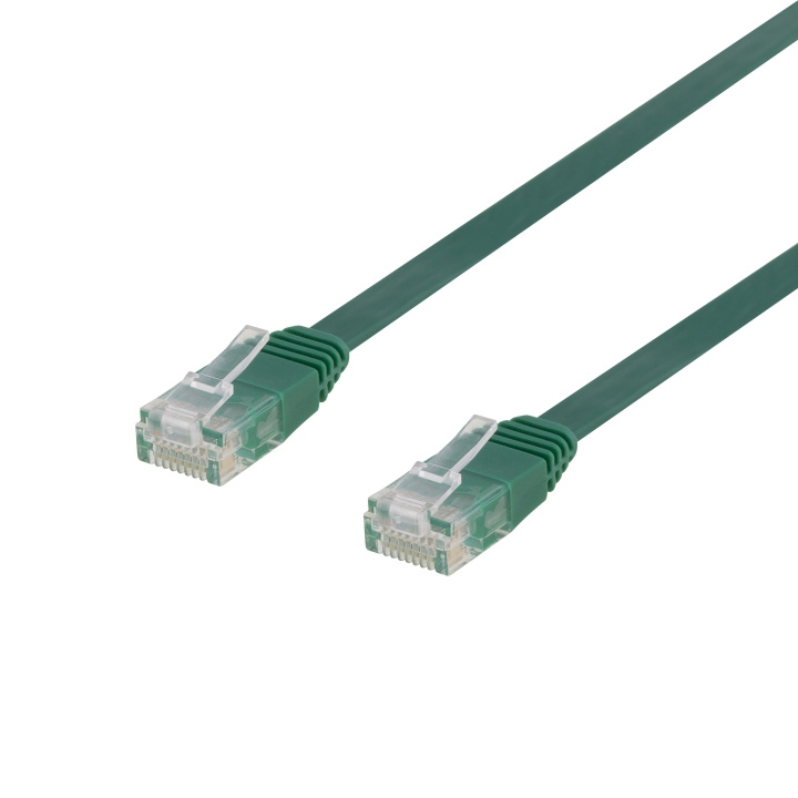 Deltaco U/UTP Cat6 patch cable, flat, 0.3m, 250MHz, green i gruppen DATORER & KRINGUTRUSTNING / Datorkablar / Nätverkskablar / Cat6 hos TP E-commerce Nordic AB (C18142)