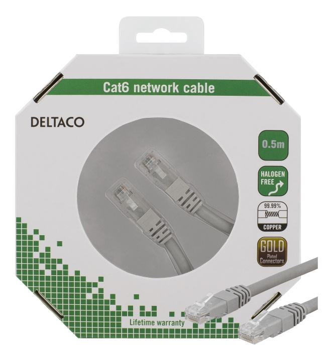 Deltaco U/UTP Cat6 patch cable, 0.5m, 250MHz, LSZH, grey i gruppen DATORER & KRINGUTRUSTNING / Datorkablar / Nätverkskablar / Cat6 hos TP E-commerce Nordic AB (C18156)