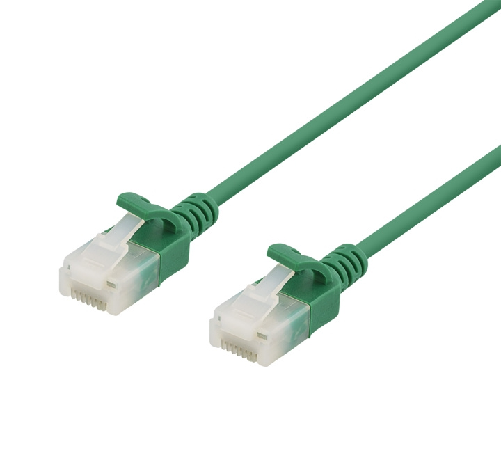 Deltaco U/UTP Cat6a cable, slim, 3,5mm i diameter, 0,3m, green i gruppen DATORER & KRINGUTRUSTNING / Datorkablar / Nätverkskablar / Cat6 hos TP E-commerce Nordic AB (C18287)