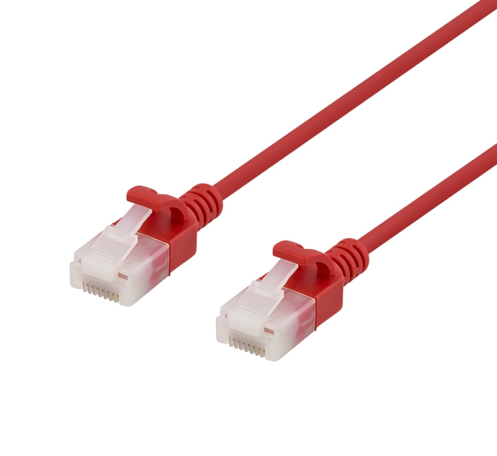 Deltaco U/UTP Cat6a patch cable, slim, 3.5mm diameter, 0.5m, red i gruppen DATORER & KRINGUTRUSTNING / Datorkablar / Nätverkskablar / Cat6 hos TP E-commerce Nordic AB (C18294)