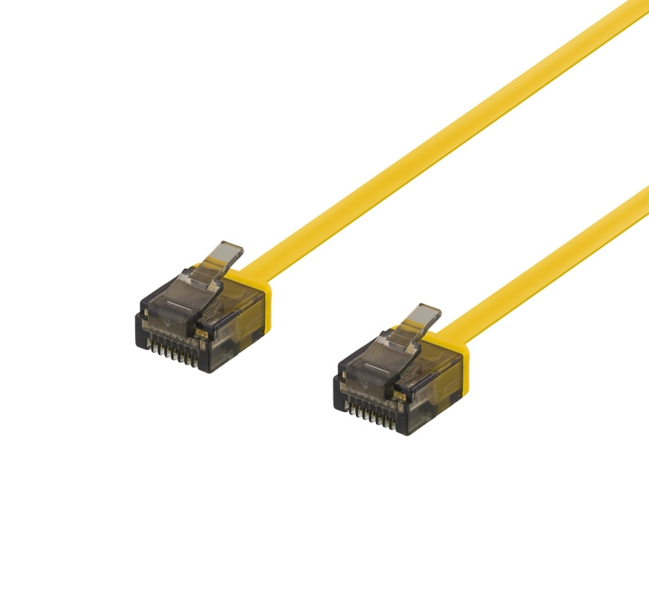 Deltaco U/UTP Cat6a patch cable, flat, 0.5m, 1mm thick, yellow i gruppen DATORER & KRINGUTRUSTNING / Datorkablar / Nätverkskablar / Cat6 hos TP E-commerce Nordic AB (C18324)