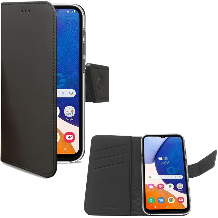 Celly Wallet Case Galaxy A14 5G Svart i gruppen SMARTPHONE & SURFPLATTOR / Mobilskydd / Samsung hos TP E-commerce Nordic AB (C18358)