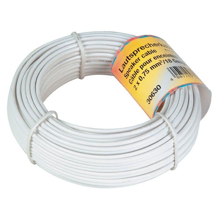 Hama Högtalarkabel 2x0.75 mm2 25p Bulk Vit 10m i gruppen HEMELEKTRONIK / Kablar & Adaptrar / Högtalarkablar hos TP E-commerce Nordic AB (C18463)