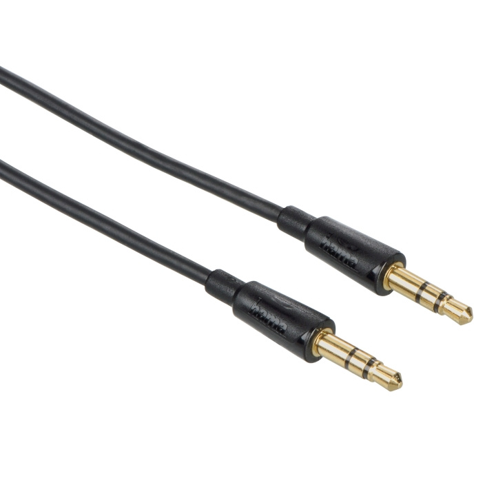 Hama Kabel Audio 3.5mm-3.5mm Flexislim Guld Svart 1.5m i gruppen HEMELEKTRONIK / Kablar & Adaptrar / Ljud Analog / AUX-kablar 3,5 mm hos TP E-commerce Nordic AB (C18526)