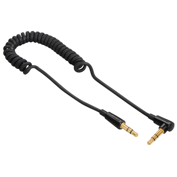 Hama Kabel Audio 3.5mm-3.5mm Vinklad Coiled Guld Svart 0.75m i gruppen HEMELEKTRONIK / Kablar & Adaptrar / Ljud Analog / AUX-kablar 3,5 mm hos TP E-commerce Nordic AB (C18527)