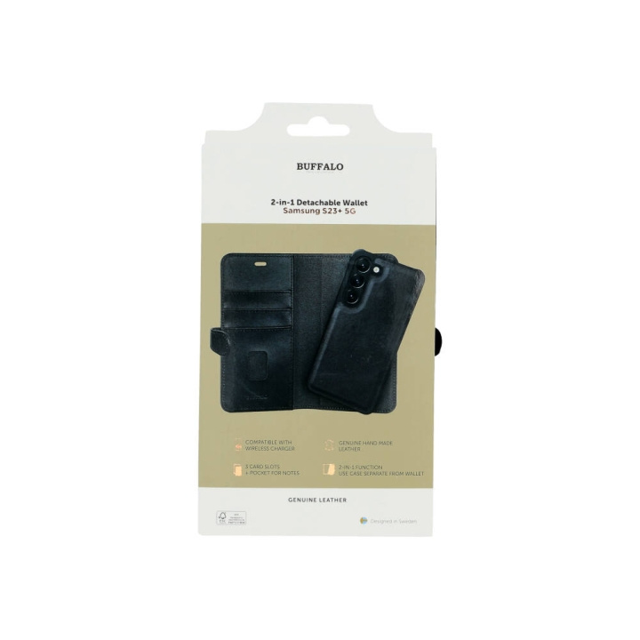 Buffalo 2in1 Wallet Leather 3 card Samsung S23+ 5G Black i gruppen SMARTPHONE & SURFPLATTOR / Mobilskydd / Samsung hos TP E-commerce Nordic AB (C18577)