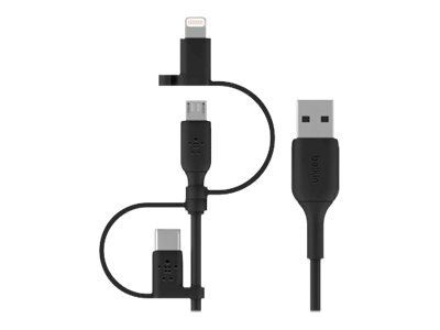 Belkin Boost 3 i 1 kabel, Lightning, Type C, Micro USB i gruppen SMARTPHONE & SURFPLATTOR / Laddare & Kablar / Kablar / Kablar Typ C hos TP E-commerce Nordic AB (C18856)