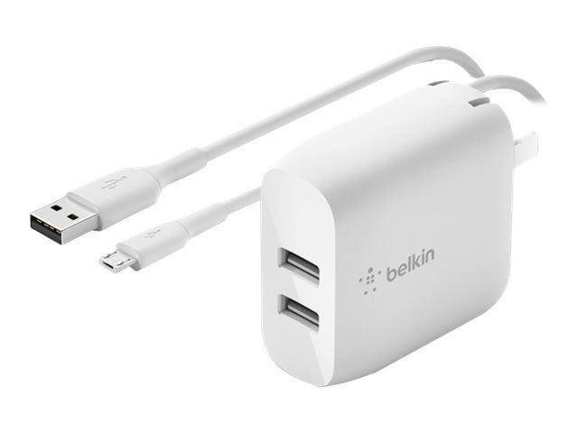 Belkin 2x USB Väggladdare 24W + Micro USB Kabel 1m i gruppen SMARTPHONE & SURFPLATTOR / Laddare & Kablar / Väggladdare / Väggladdare USB hos TP E-commerce Nordic AB (C18863)