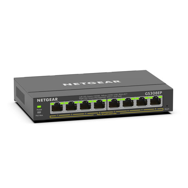 Netgear 8PT GE PLUS SWCH W/ POE+ i gruppen DATORER & KRINGUTRUSTNING / Nätverk / Switchar hos TP E-commerce Nordic AB (C19398)