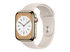 Apple Watch Ser 8 GPS+Cell 45mm Gold Stainless Steel Case Starligh i gruppen SPORT, FRITID & HOBBY / Smartwatch & Aktivitetsarmband / Smartwatches hos TP E-commerce Nordic AB (C21356)