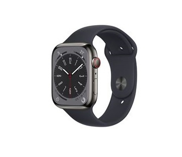Apple Watch Ser 8 GPS+Cell 45mm Graphite Stainless Steel Case Midn i gruppen SMARTPHONE & SURFPLATTOR / Träning, hem & fritid / Apple Watch & tillbehör / Apple Watch hos TP E-commerce Nordic AB (C21358)