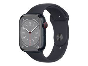 Apple Watch Ser 8 GPS+Cell 45mm Midnight Aluminium Case Midnight S i gruppen SPORT, FRITID & HOBBY / Smartwatch & Aktivitetsarmband / Smartwatches hos TP E-commerce Nordic AB (C21359)