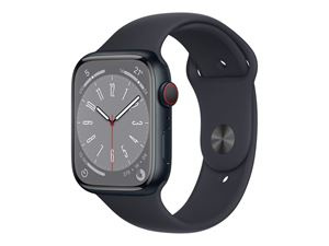 Apple Watch Ser 8 GPS+Cell 45mm Midnight Aluminium Case Midnight S i gruppen SPORT, FRITID & HOBBY / Smartwatch & Aktivitetsarmband / Smartwatches hos TP E-commerce Nordic AB (C21359)