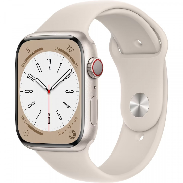 Apple Watch Ser 8 GPS+Cell 45mm Starlight Alu Case Starlight Sport i gruppen SMARTPHONE & SURFPLATTOR / Träning, hem & fritid / Apple Watch & tillbehör / Apple Watch hos TP E-commerce Nordic AB (C21360)