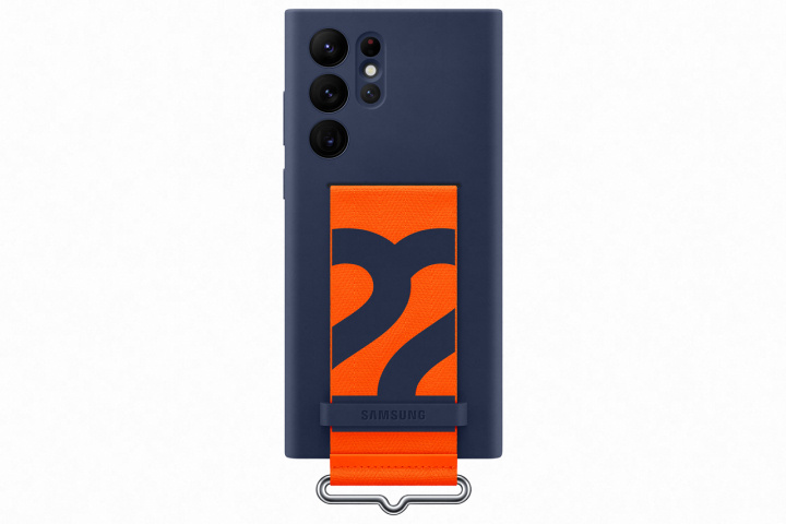 Samsung Silicone Cover - Mobilskydd med rem till Samsung Galaxy S22 Ultra, Navy i gruppen SMARTPHONE & SURFPLATTOR / Mobilskydd / Samsung hos TP E-commerce Nordic AB (C21919)
