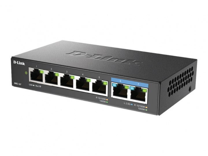 D-LINK 7-Port Multi-Gigabit Unmanaged Switch i gruppen DATORER & KRINGUTRUSTNING / Nätverk / Switchar hos TP E-commerce Nordic AB (C22642)