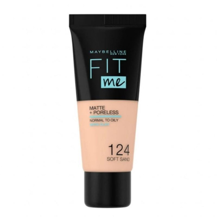 Maybelline Fit Me Matte + Poreless Foundation - 124 Soft Sand i gruppen SKÖNHET & HÄLSA / Makeup / Basmakeup / Foundation hos TP E-commerce Nordic AB (C22854)