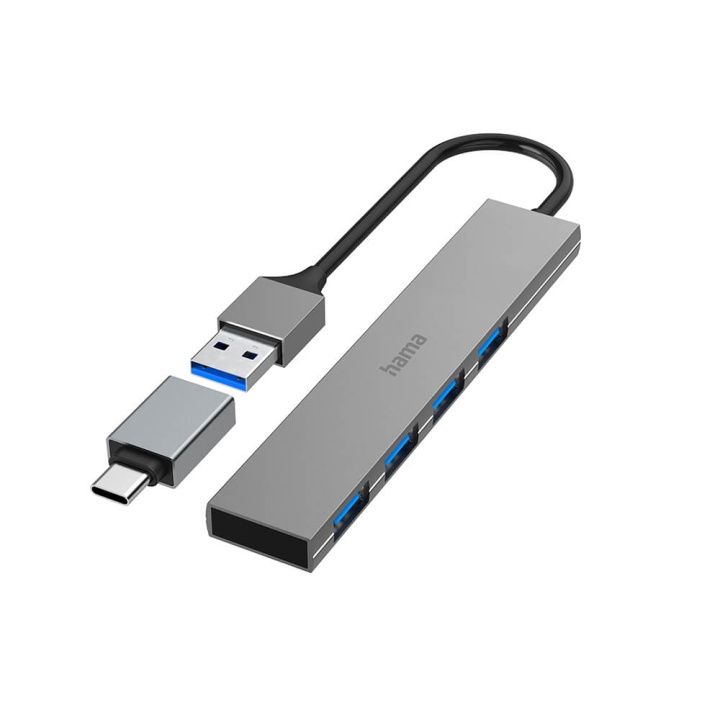 Hama Hubb USB-A 3.2 4x-Portar 5 Gbit/s USB-C-Adapter i gruppen DATORER & KRINGUTRUSTNING / Datortillbehör / USB-hubbar hos TP E-commerce Nordic AB (C23472)