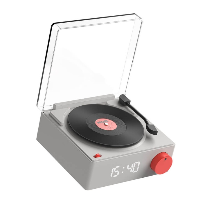 Mobility On Board MOB Speaker Alarm Clock Vinyl Retro Grey i gruppen HEM, HUSHÅLL & TRÄDGÅRD / Väggklockor & Räkneverk / Väckarklockor hos TP E-commerce Nordic AB (C23565)