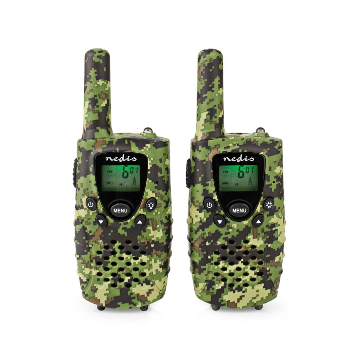 Nedis Walkie-talkie Set | 2 handenheter | Upp till 8 km | Frekvens kanaler: 8 | PTT / VOX | Upp till 2,5 timmar | Hörlursuttag | 2 Headset | Resväska ingår | Grön i gruppen SPORT, FRITID & HOBBY / Friluftsliv / Walkie talkie hos TP E-commerce Nordic AB (C23638)