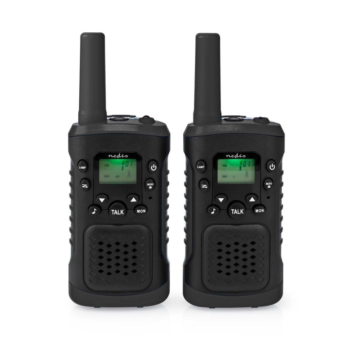 Nedis Walkie-talkie Set | 2 handenheter | Upp till 6 km | Frekvens kanaler: 8 | PTT / VOX | Upp till 3 timmar | Hörlursuttag | 2 Headset | Svart i gruppen SPORT, FRITID & HOBBY / Friluftsliv / Walkie talkie hos TP E-commerce Nordic AB (C23639)