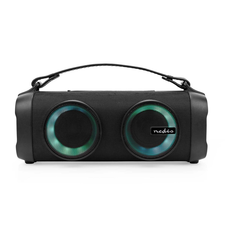 Nedis Bluetooth® Party Boombox | 5 timmar | 2.0 | 24 W | Uppspelning av media: AUX / USB | Synkroniseringsbar | Bärhandtag | Festljus | Svart i gruppen HEMELEKTRONIK / Ljud & Bild / Högtalare & Tillbehör / Bluetooth-högtalare / Bärbara högtalare hos TP E-commerce Nordic AB (C23646)