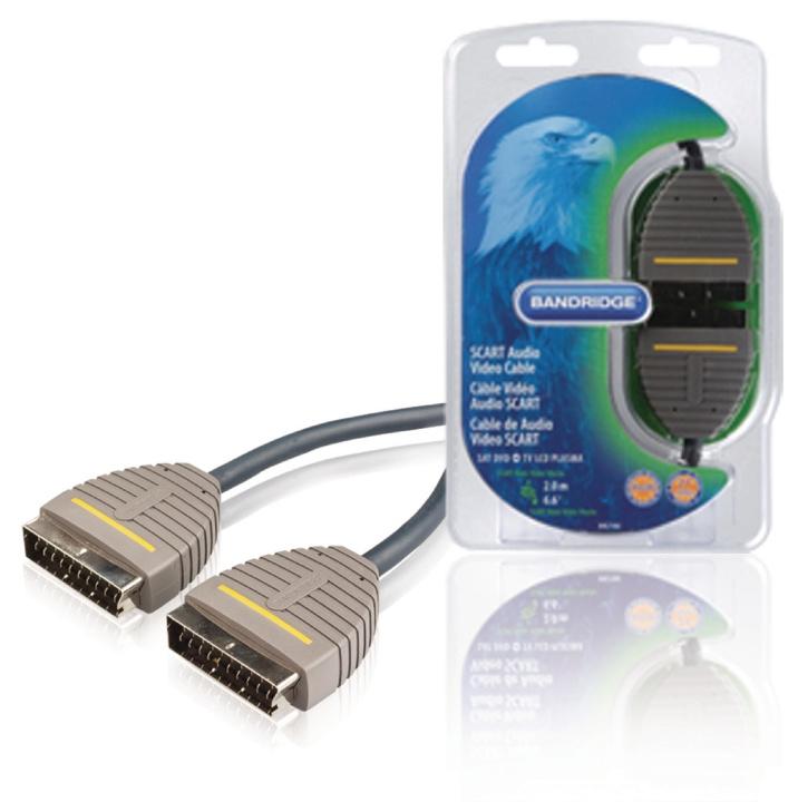 Bandridge SCART-Kabel SCART hane - SCART hane 2.00 m Blå i gruppen HEMELEKTRONIK / Kablar & Adaptrar / Scart hos TP E-commerce Nordic AB (C23660)