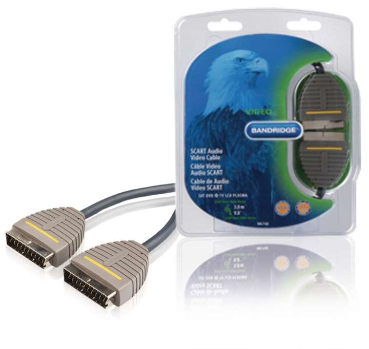 Bandridge SCART-Kabel SCART hane - SCART hane 3.00 m Blå i gruppen HEMELEKTRONIK / Kablar & Adaptrar / Scart hos TP E-commerce Nordic AB (C23661)