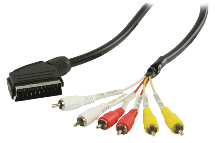 Valueline SCART-Kabel SCART hane - 6x RCA Hane 2.00 m Svart i gruppen HEMELEKTRONIK / Kablar & Adaptrar / Scart hos TP E-commerce Nordic AB (C23663)