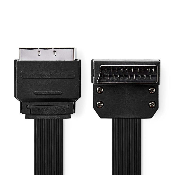 Nedis SCART-kabel | SCART Hane | SCART Hane | Nickelplaterad | 480p | 2.00 m | Platt | PVC | Svart | Kuvert i gruppen HEMELEKTRONIK / Kablar & Adaptrar / Scart hos TP E-commerce Nordic AB (C23746)