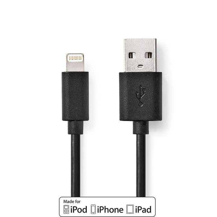 Nedis Lightning Kabel | USB 2.0 | Apple Lightning, 8-stifts | USB-A Hane | 480 Mbps | Nickelplaterad | 1.00 m | Rund | PVC | Svart | Låda i gruppen SMARTPHONE & SURFPLATTOR / Laddare & Kablar / Kablar / Kablar Lightning hos TP E-commerce Nordic AB (C23788)