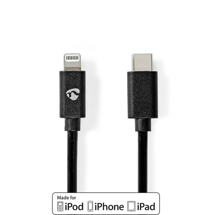 Nedis Lightning Kabel | USB 2.0 | Apple Lightning, 8-stifts | USB-C™ Hane | 480 Mbps | Nickelplaterad | 1.00 m | Rund | PVC | Svart | Kuvert i gruppen SMARTPHONE & SURFPLATTOR / Laddare & Kablar / Kablar / Kablar Lightning hos TP E-commerce Nordic AB (C23861)