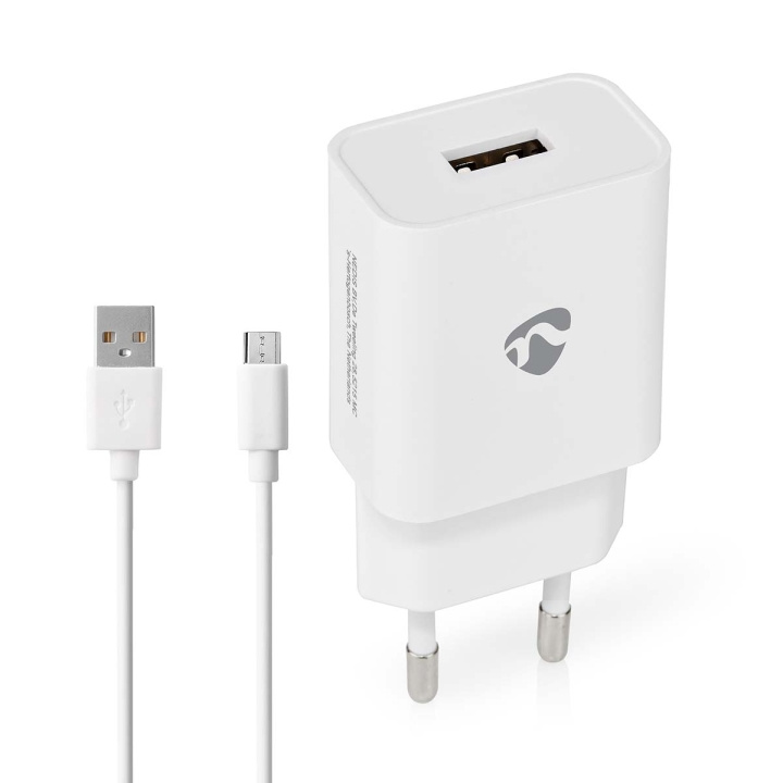 Nedis Väggladdare | 12 W | Snabbladdnings funktion | 2.4 A | Antal utgångar: 1 | USB-A | Micro USB (Lös) Kabel | 1.00 m | Single Voltage Output i gruppen SMARTPHONE & SURFPLATTOR / Laddare & Kablar / Väggladdare / Väggladdare USB hos TP E-commerce Nordic AB (C23925)