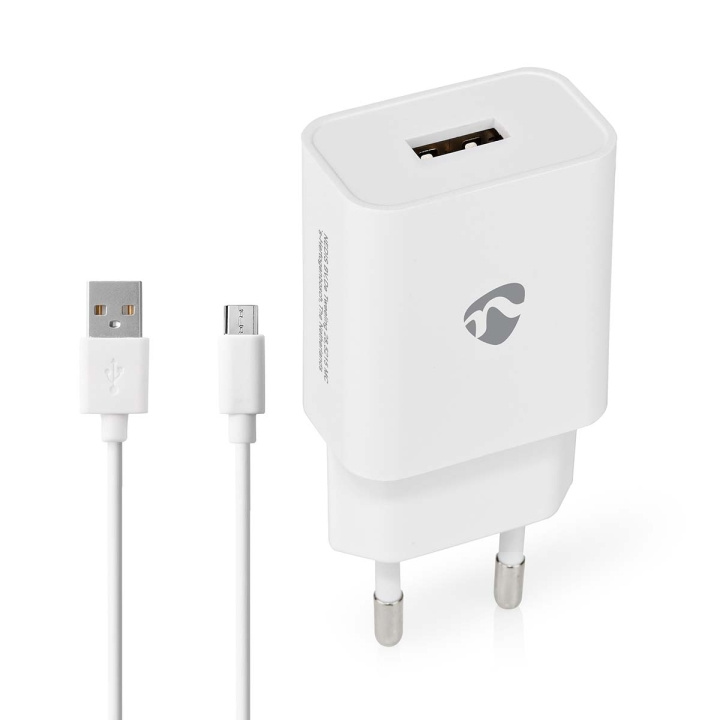 Nedis Väggladdare | 12 W | Snabbladdnings funktion | 2.4 A | Antal utgångar: 1 | USB-A | Micro USB (Lös) Kabel | 1.00 m | Single Voltage Output | Vit i gruppen SMARTPHONE & SURFPLATTOR / Laddare & Kablar / Väggladdare / Väggladdare USB hos TP E-commerce Nordic AB (C23925)