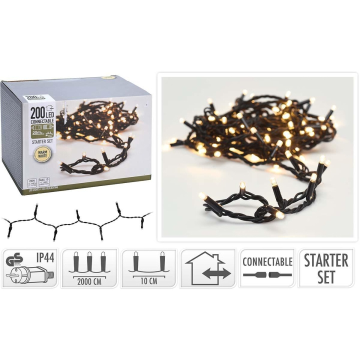 S.I.A CONNECTABLE CHRISTMAS LIGHTS | STARTER SET | 200 LED | WARM WHITE | 230 V i gruppen HEMELEKTRONIK / Belysning / Julbelysning hos TP E-commerce Nordic AB (C24116)