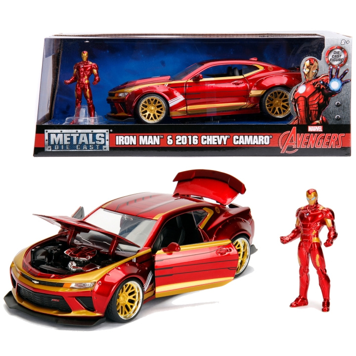 Jada Toys Marvel Ironman 2016 Chevy Camaro SS med Figur 1:24 i gruppen LEKSAKER, BARN- & BABYPRODUKTER / Leksaker / Leksaksbilar hos TP E-commerce Nordic AB (C24933)