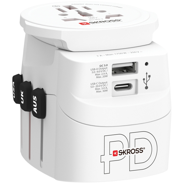 SKROSS PRO Light World AC30PD Reseadapter USB PD 30W i gruppen HEM, HUSHÅLL & TRÄDGÅRD / El & Belysning / Reseadaptrar hos TP E-commerce Nordic AB (C25282)