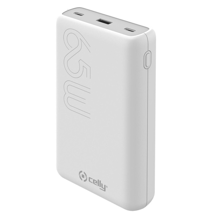 Celly PowerBank 20.000 mAh 65W PD Vit i gruppen SMARTPHONE & SURFPLATTOR / Laddare & Kablar / Powerbanks hos TP E-commerce Nordic AB (C25284)