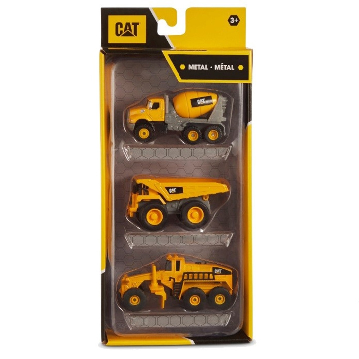 Cat Metal Vehicle 10cm 3pk Loader&Excavator&Roller i gruppen LEKSAKER, BARN- & BABYPRODUKTER / Leksaker / Leksaksbilar & andra fordon hos TP E-commerce Nordic AB (C25326)