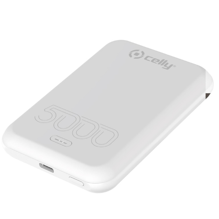 Celly PowerBank 5.000 mAh 15W MagSafe-kompatibel Vit i gruppen SMARTPHONE & SURFPLATTOR / Laddare & Kablar / Powerbanks hos TP E-commerce Nordic AB (C25462)