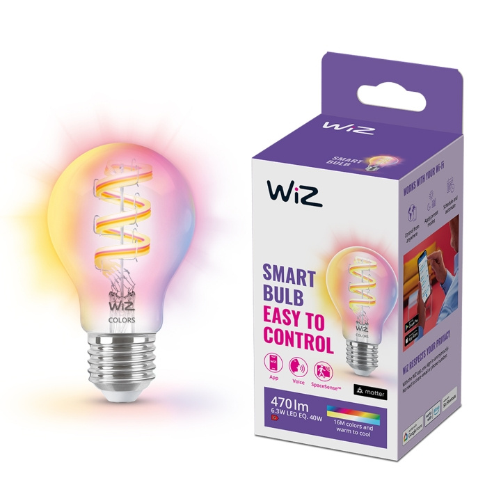 WiZ WiFi Smart LED E27 40W Filament Färg + Varm-kallvit 470lm i gruppen HEMELEKTRONIK / Belysning / LED-lampor hos TP E-commerce Nordic AB (C25622)