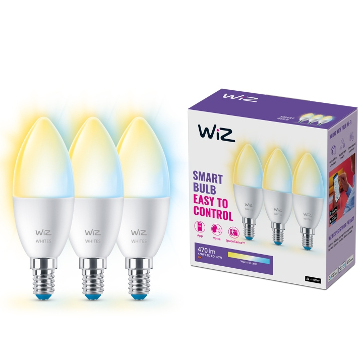 WiZ WiFi Smart LED E14 Kron 40W Varm-kallvit 470 lm 3 pack i gruppen HEMELEKTRONIK / Belysning / LED-lampor hos TP E-commerce Nordic AB (C25627)