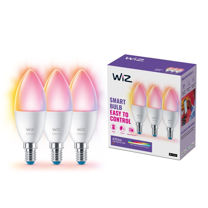 WiZ WiFi Smart LED E14 Kron 40W Färg + Varm-kallvit 470 lm 3 pack i gruppen HEMELEKTRONIK / Belysning / LED-lampor hos TP E-commerce Nordic AB (C25629)