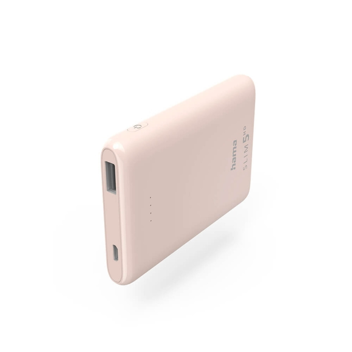 Hama Powerbank Slim 5000mAh Light Pink i gruppen SMARTPHONE & SURFPLATTOR / Laddare & Kablar / Powerbanks hos TP E-commerce Nordic AB (C25743)