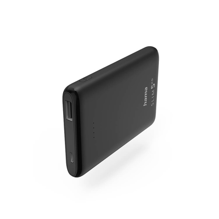 Hama Powerbank Slim 5000mAh Black i gruppen SMARTPHONE & SURFPLATTOR / Laddare & Kablar / Powerbanks hos TP E-commerce Nordic AB (C25745)