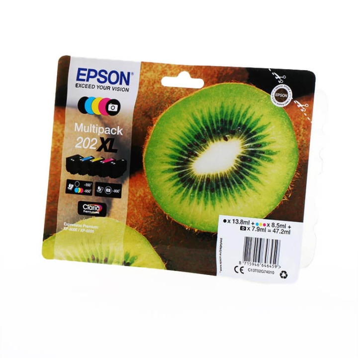 EPSON Bläck C13T02G74010 202XL Multipack, Kiwi i gruppen DATORER & KRINGUTRUSTNING / Skrivare & Tillbehör / Bläck & Toner / Bläckpatroner / Epson hos TP E-commerce Nordic AB (C26678)