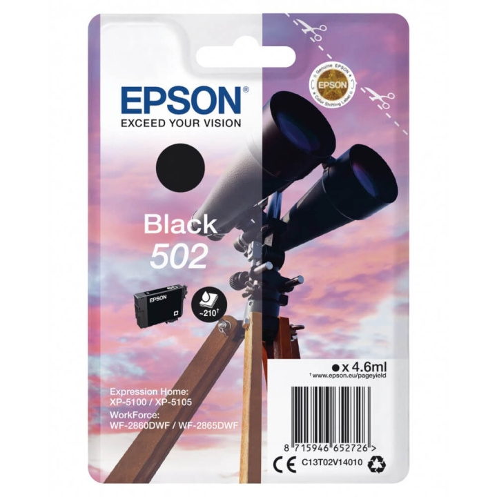 EPSON Bläck C13T02W14010 502XL Svart, Binoculars i gruppen DATORER & KRINGUTRUSTNING / Skrivare & Tillbehör / Bläck & Toner / Bläckpatroner / Epson hos TP E-commerce Nordic AB (C26685)